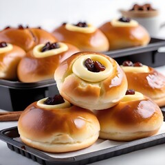 buns with cream and raisins