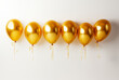 6 Gold Foil Balloons against a white background 3:1 ration banner png