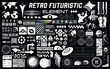 Set of vector graphic asset for streetwear design. Retro futuristic element in Y2K for apparel, clothing and poster design.