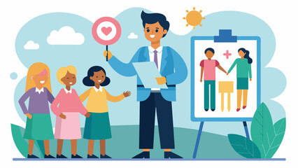 Wall Mural - A community leader presenting a plan for future action and advocacy related to the continued fight for equal rights and opportunities.. Vector illustration