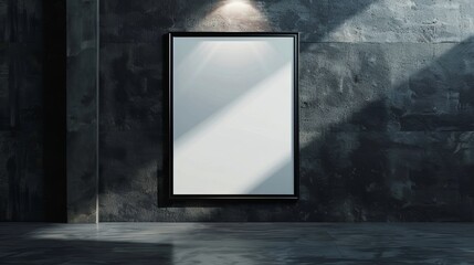 Wall Mural - Interior background with a spotlight highlighting a poster frame mockup.