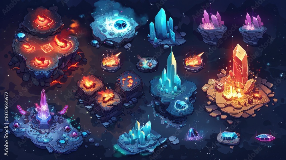 Game UI kit for a space adventure, including alien terrain platforms ...