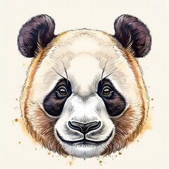 Wall Mural - Watercolor painting of panda. Animal portrait. Hand drawn art. Detailed illustration.