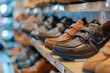 Orthopedic Shoes Displayed at Leather Store Counter for Men's Fashion