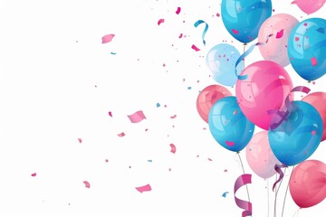 Canvas Print - Vibrant balloons with confetti falling around them, perfect for celebrations