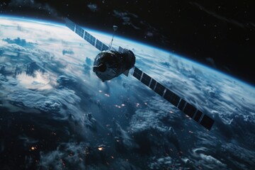 Wall Mural - a futuristic space station floating in the vastness of outer space. ideal for science fiction or spa