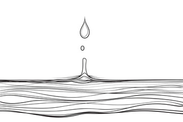 Water drop with black lines isolated  on a transparent background