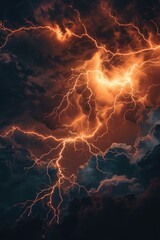 Wall Mural - a dramatic image of a lightning storm in the sky. perfect for weather-related designs