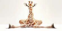A Unique Image Of A Giraffe Sitting On The Ground. Perfect For Nature And Animal-related Projects