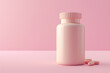 pink pill jar on a pink background