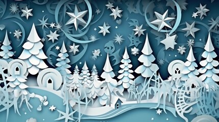 Wall Mural - Cut paper, Christmas background.