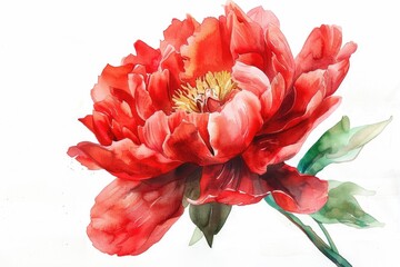 Poster - A beautiful watercolor painting of a large red flower. Perfect for botanical illustrations