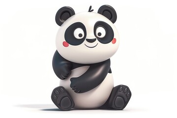 Poster - Cute cartoon panda bear sitting on the ground, perfect for children's books or educational materials