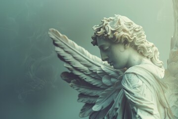 Wall Mural - Close up of a serene angel statue, suitable for religious or spiritual themes