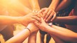 © yelosole - Diverse group of people holding hands in unity and community,showcasing mutual support in a multicultural society