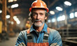 Portrait of Caucasian American steel worker in a factory.