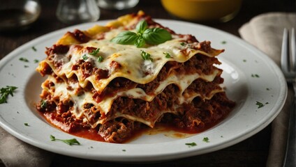 Wall Mural - A bowl of beef lasagna