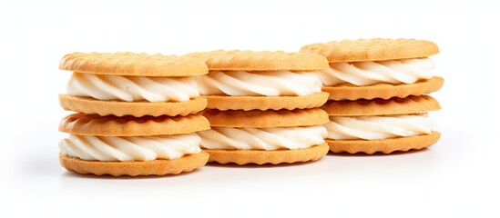 Leinwandbilder - A copy space image that features sandwich biscuits with cream isolated on a white background and accompanied by a clipping path