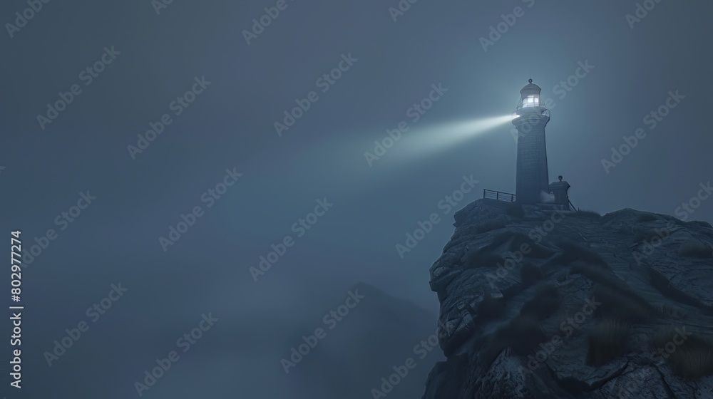 Lighthouse: Standing tall on a rocky cliff, the lighthouse guides ships ...
