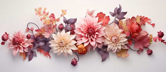 Wall Mural - A captivating image showcasing the intricate details of stunning flowers with a clear background for potential text or design additions. with copy space image. Place for adding text or design