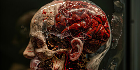 Subdural Hematoma: The Traumatic Brain Injury and Altered Consciousness - Picture a person with a highlighted area of bleeding between the brain and the dura mater, experiencing altered consciousness 