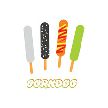 illustration corndog vector with four variants taste for food branding, food store, food logo etc.