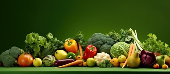 Poster - A copy space image of organic vegetables for dietary catering displayed against a vibrant green backdrop