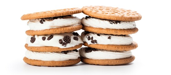 Leinwandbilder - A copy space image of cracker cookies with cream on a white background