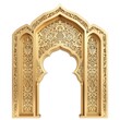 Luxury Islamic gate arch facade in golden color isolated on white background. AI generated image