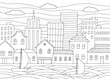 City river boat graphic black white cityscape skyline sketch illustration vector