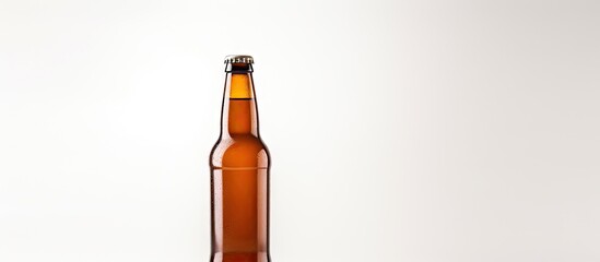 Aufkleber - A beer bottle is seen on a white background providing ample space for text or other elements to be added to the image