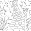 Garden road graphic black white landscape sketch illustration vector