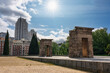 Egyptian construction of the Temple of Debod next to the Plaza de Spain in Madrid.