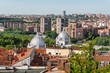 Skyline of the city of Madrid from the hill that houses the Temple of Debod.