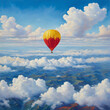Balloon in the clouds. Place for text.
