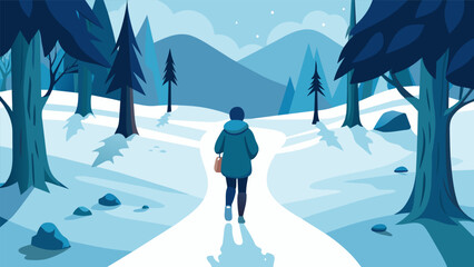 Wall Mural - The patient is guided to visualize themselves walking through a pristine snowy forest leaving behind all burdens and stress through the help of.