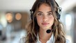 A webcare lady brunette with headset