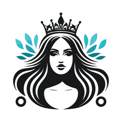 Beauty feminine woman queen logo vector illustration