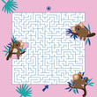 Maze game Labyrinth Koalas vector illustration. Colorful puzzle for kids