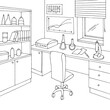 Laboratory graphic black white interior sketch illustration vector 