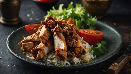 Wall Mural - A plate of chicken shawarma