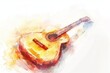 A watercolor painting of a classical guitar