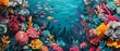 An enchanting digital painting of a vibrant coral reef, teeming with colorful tropical fish