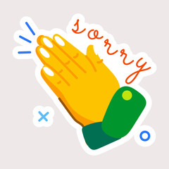 Poster - Handy flat sticker of sorry hands gesture 