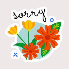 Wall Mural - A flat sticker showing sorry typography 