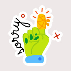 Sticker - A flat sticker of hand injury 