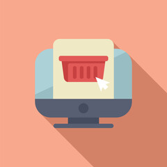 Poster - Click on online basket icon flat vector. Sale online. Commercial product