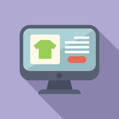 Poster - Online shopping monitor icon flat vector. Web marketing. Store screen