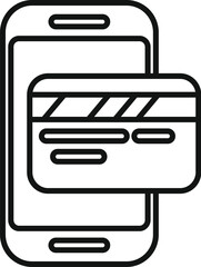 Wall Mural - smartphone credit card icon outline vector. pay app online. money digital