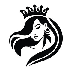 Flat Queen Beauty woman face logo vector